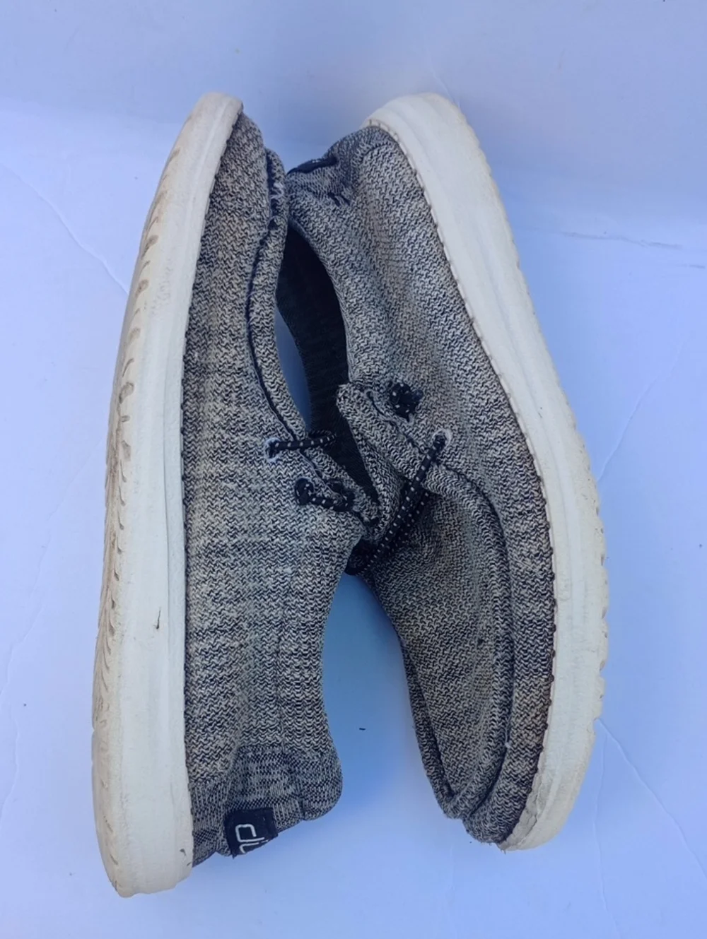 Hey Dude Wally Youth 6-7 EU 38 Stretch Ying Yang Knit Slip-On Comfort Shoes Grey